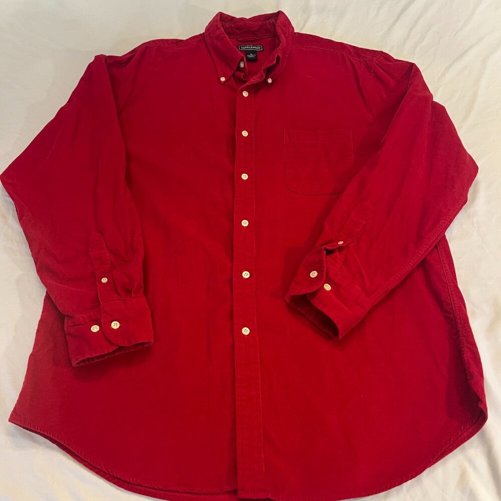 SADDLEBRED Red Corduroy Shirt for Men Size XL